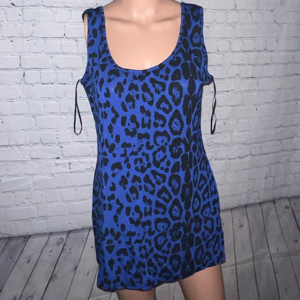 BRAND NWT New Look Dark Blue & Black Cheetah Print Tank top size 16